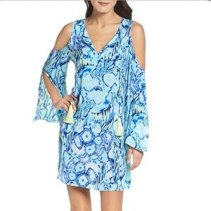 Lilly Pulitzer Benicia Indigo Sunset Split Sleeve Dress